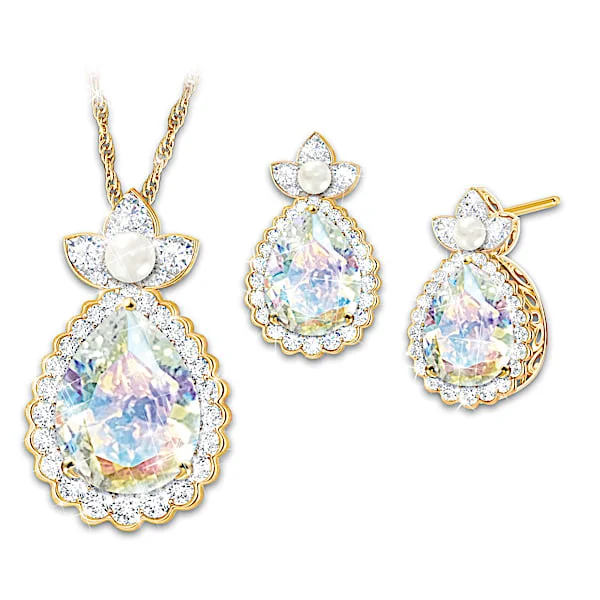 18K Gold-Plated Aurora Borealis Crystal Jewelry Set