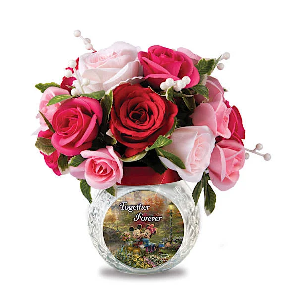 Disney Everlasting Rose Bouquet With Thomas Kinkade Art Vase