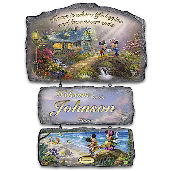 Disney Seasonal Personalized Welcome Sign Collection with Thomas Kinkade Art