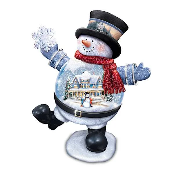 Light-Up Snowman Snowglobes With Thomas Kinkade Studios Art
