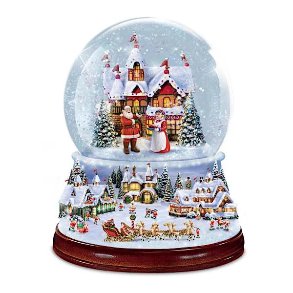 North Pole Christmas Illuminating Musical Glitter Globe