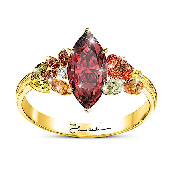 Thomas Kinkade Autumn Art-Inspired 4-Carat 17-Crystal Ring