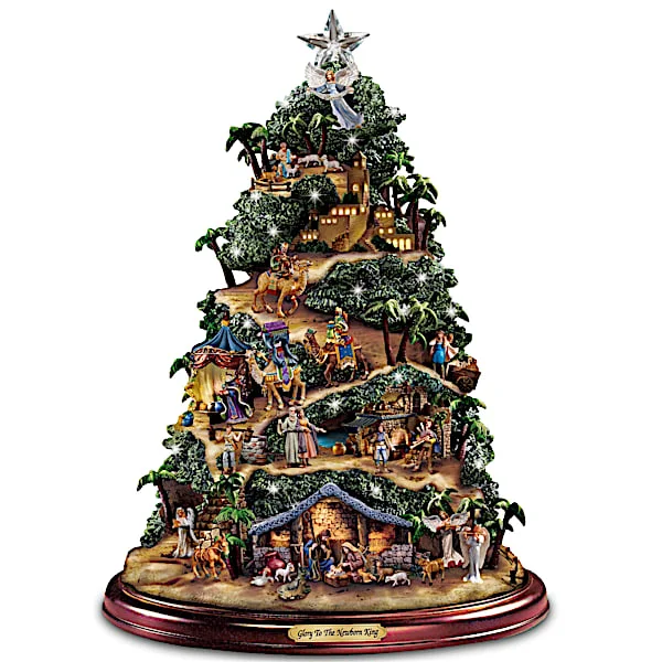 Thomas Kinkade Illuminated Musical Tabletop Nativity Tree