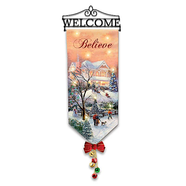 Thomas Kinkade Illuminated Seasonal Welcome Banners