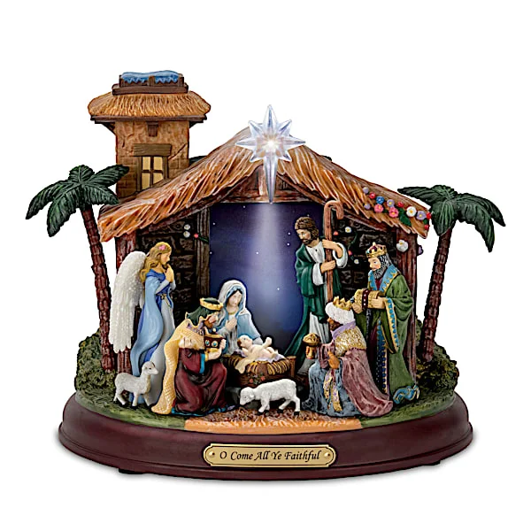 Thomas Kinkade-Inspired Musical Nativity With Star Projector