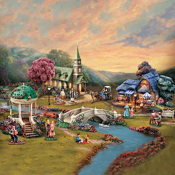 Thomas Kinkade Lamplight Garden Village Collection