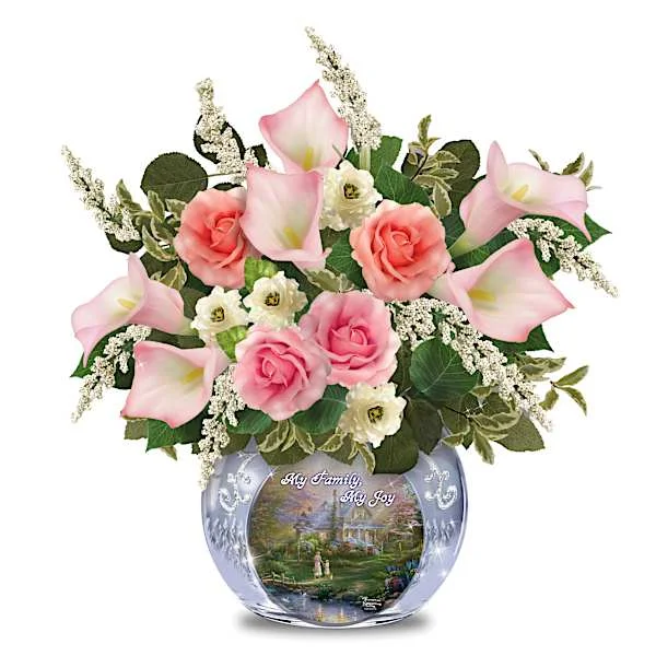 Thomas Kinkade Studios Family-Themed Floral Centerpiece
