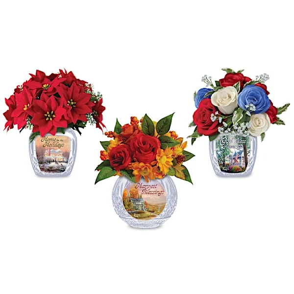 Thomas Kinkade Studios Seasonal Lifelike Floral Bouquets