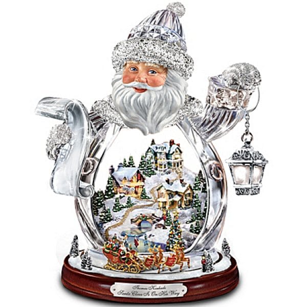 Thomas Kinkade Santa Claus Tabletop Crystal Figurine: Santa Claus Is On His Way