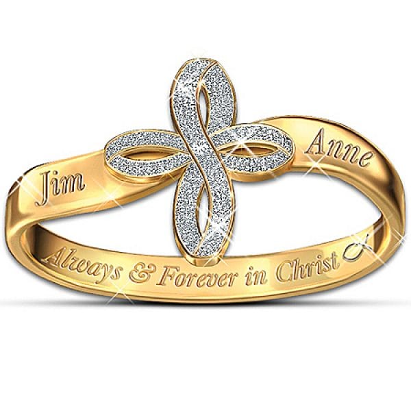 Thomas Kinkade Personalized Religious Couples Ring: Always & Forever In Christ