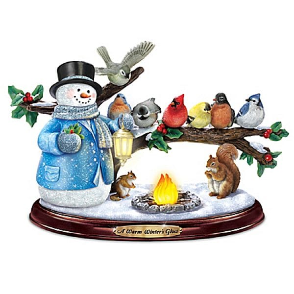 Thomas Kinkade A Warm Winter's Glow Snowman Sculpture