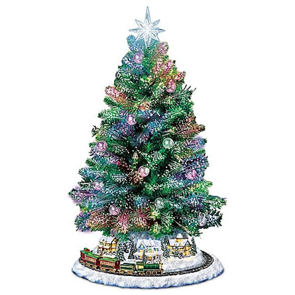 Thomas Kinkade Holiday Sparkle Color-Changing Fiber-Optic Tabletop Christmas Tree