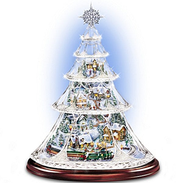 Thomas Kinkade Animated Crystal Tabletop Christmas Tree: Holiday Reflections