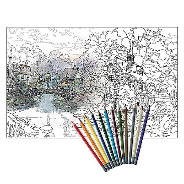 Thomas Kinkade Artistic Escapes Adult Coloring Pencil Kit Collection