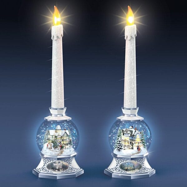 Thomas Kinkade Holiday Snowglobe Flameless Candle Set - Image 4